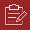 LICC Icon of Clipboard on Red Background