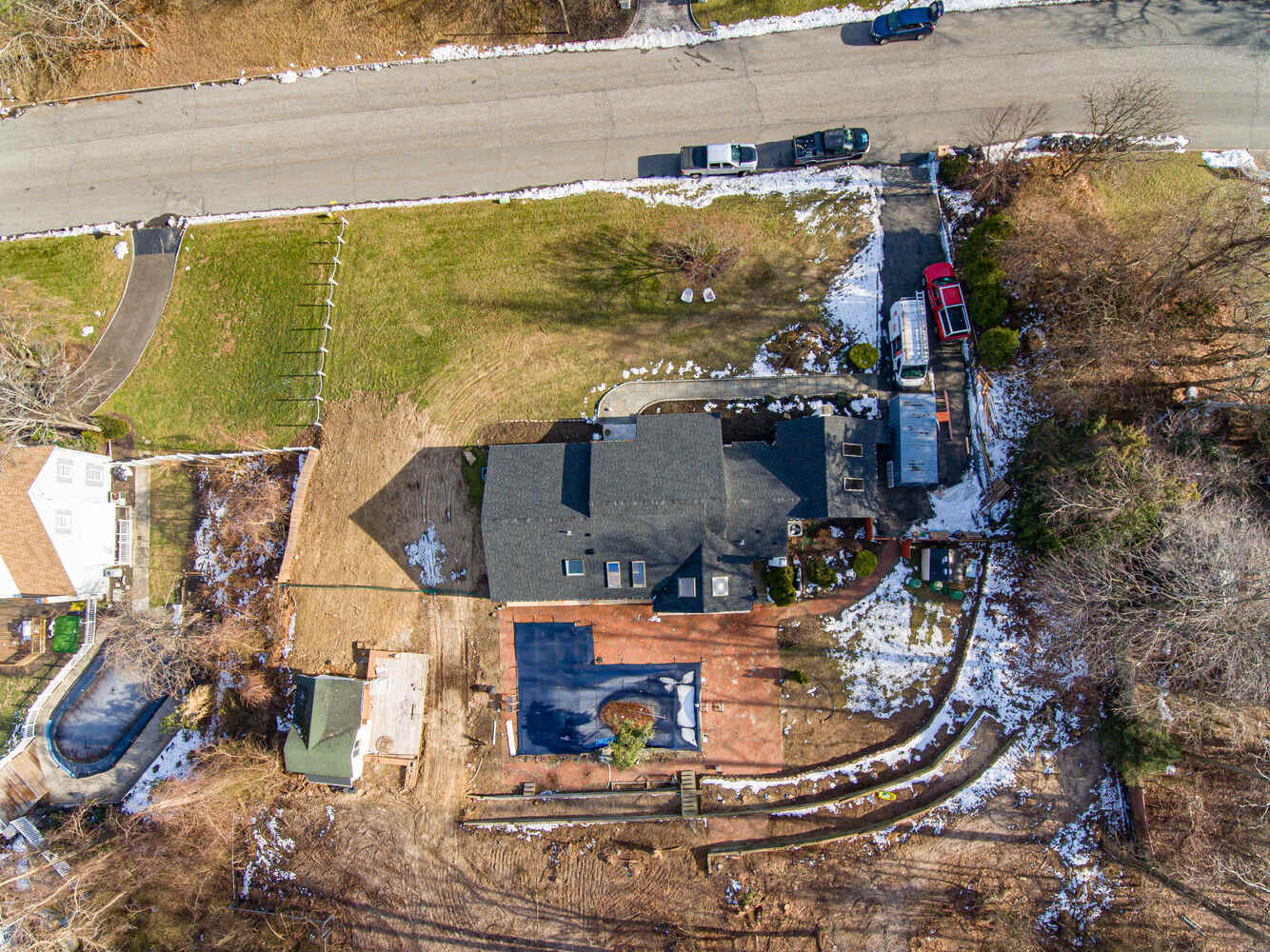 Overhead image of custom home design and lot features in Suffolk County by Long Island Creative Contracting